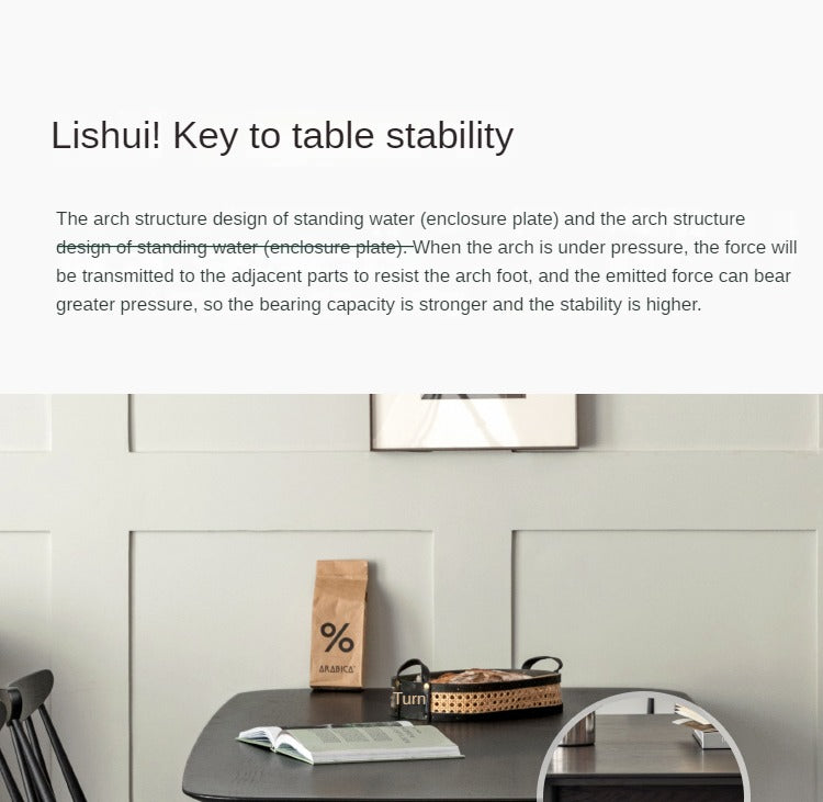 Oak Solid Wood Light Luxury Italian Black Dining Table"