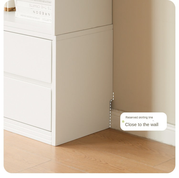 Poplar, Rubber Solid Wood Bookshelf Wall-To-Ceiling Shelf White Cream Style