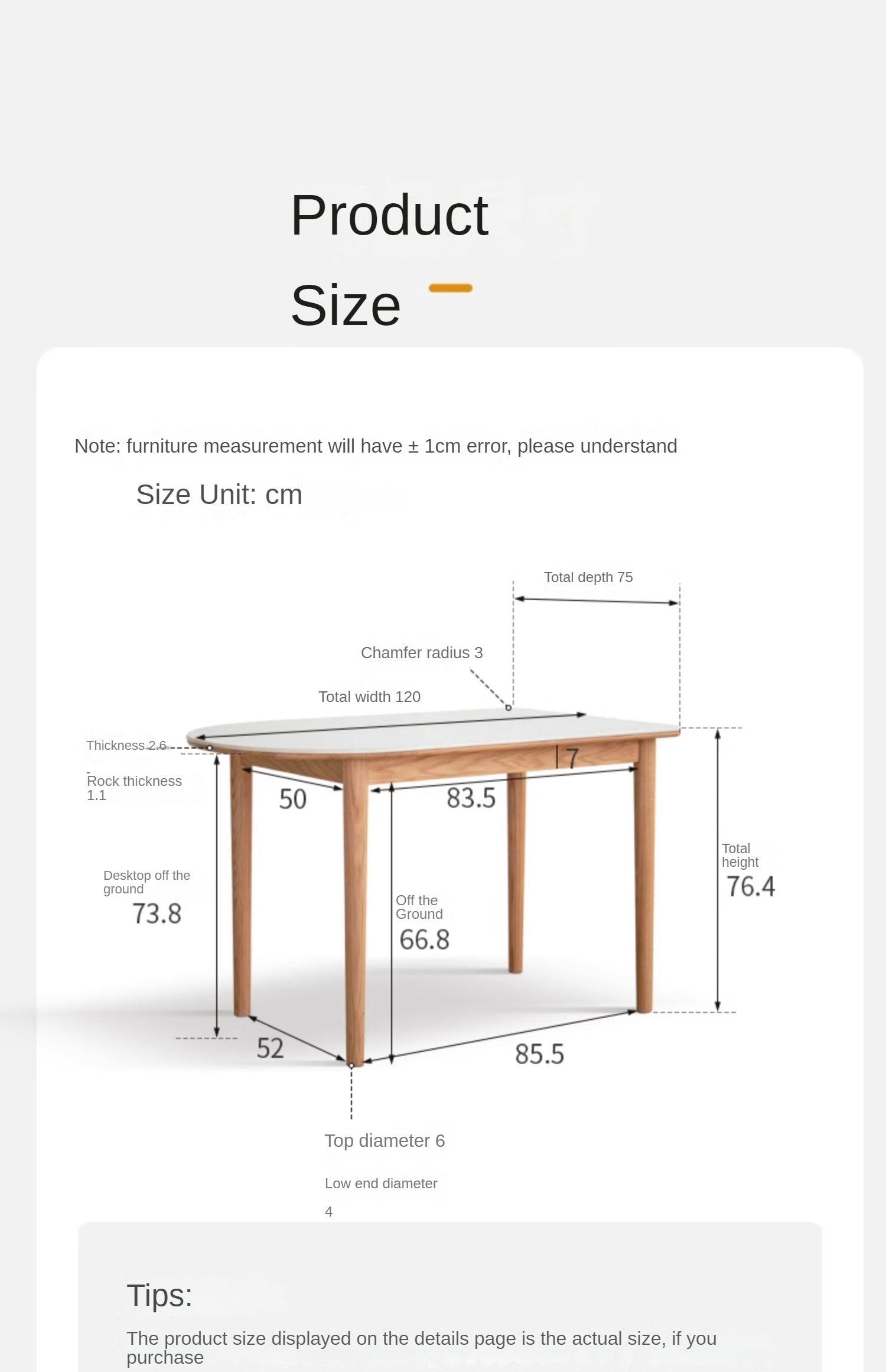 Oak, Beech Solid Wood Rock Slab Semi-Circular Dining Table