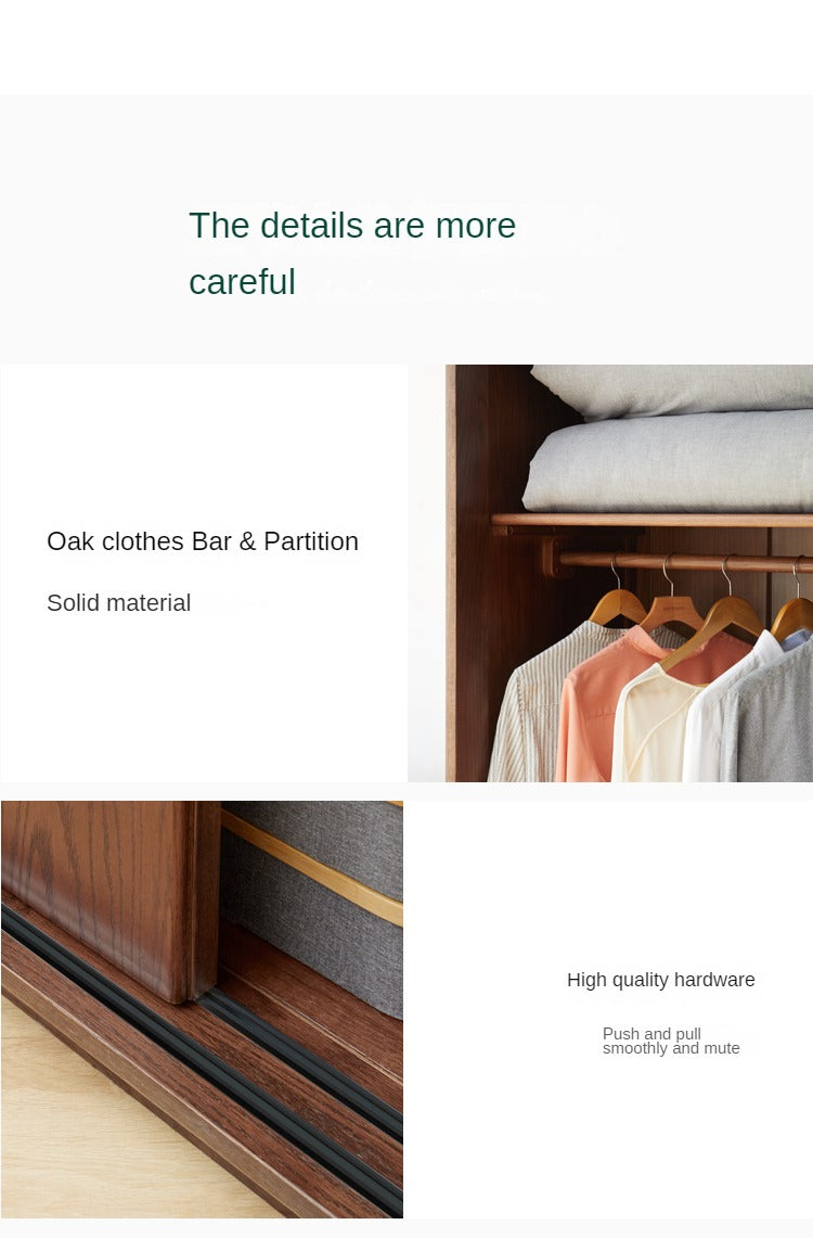 Oak Solid Wood Sliding Door Wardrobe.