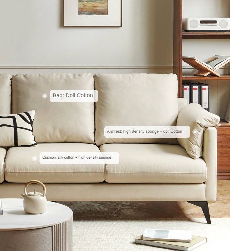 Fabric White Straight Cream Style Modern Sofa.