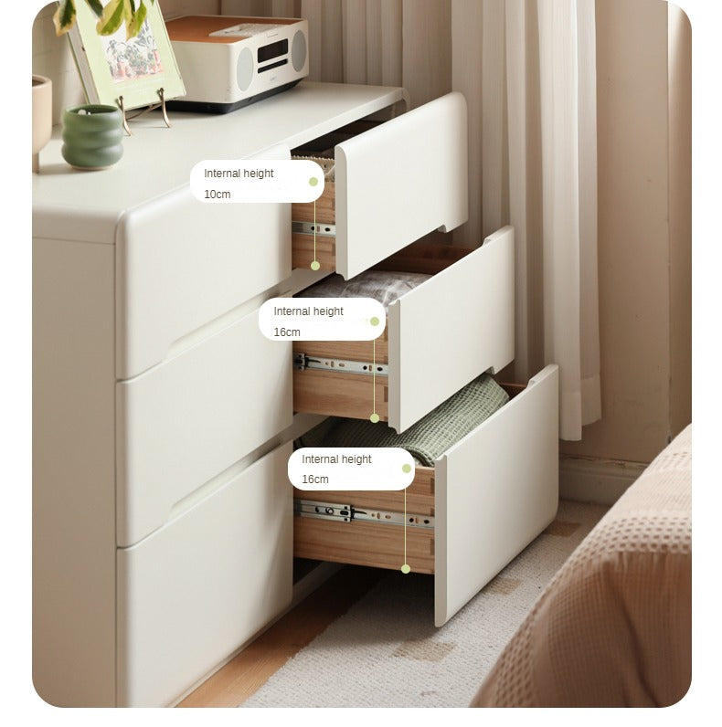 Tulipwood, Solid Rubberwood Storage Cream Drawer Dresser