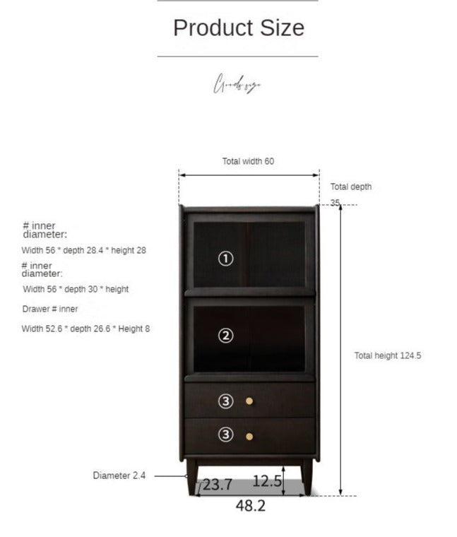 Oak, Ash Solid Wood Flip Door Side Cabinet