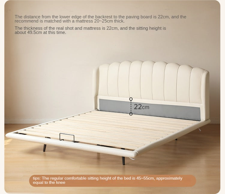 First Layer Cowhide Art Cream Suspended Bed