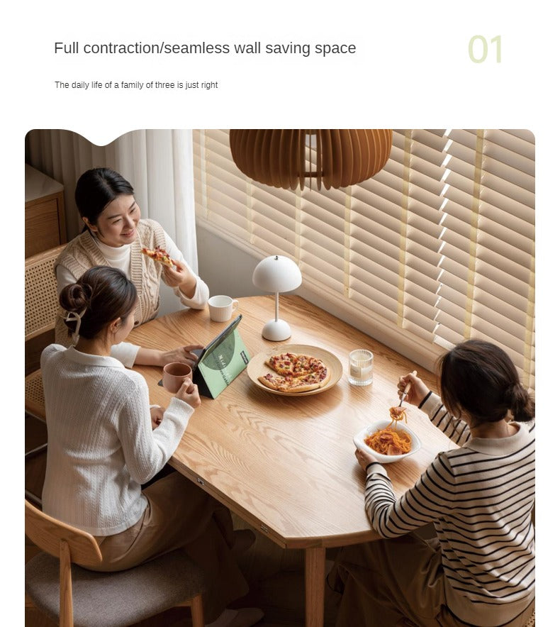 Oak Solid Wood Folding Round Dining Table