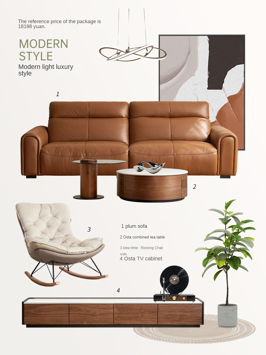 Genuine Leather Art Down Sofa.