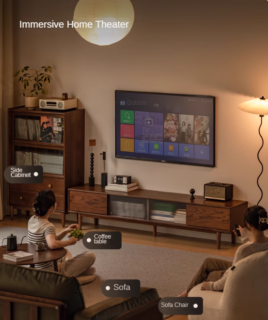 Oak Solid Wood Modern Simple Floor TV Cabinet.