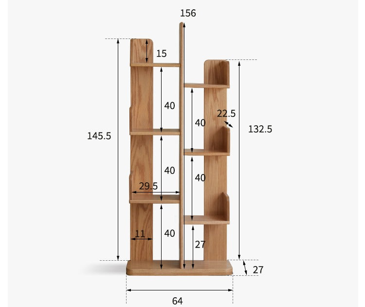Oak Solid Wood Floor-Standing Bookshelf