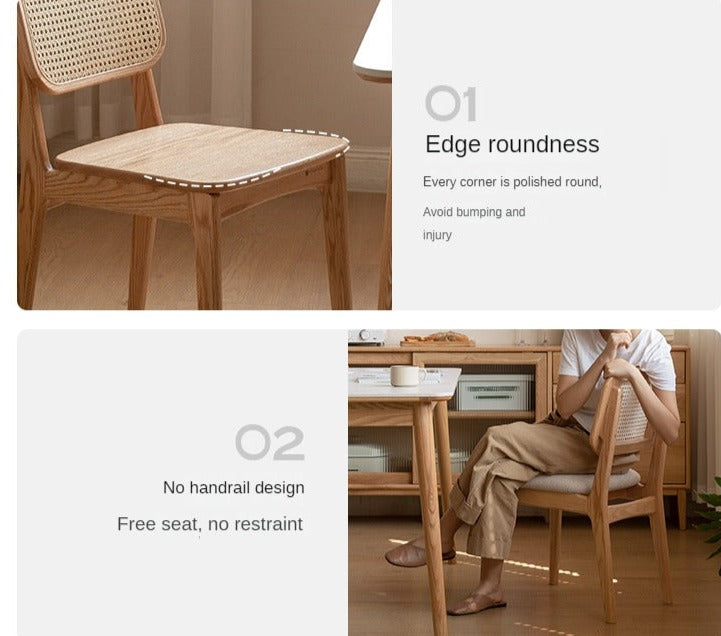 4 pcs - Oak, Ash Solid Wood Rattan Dining Chair