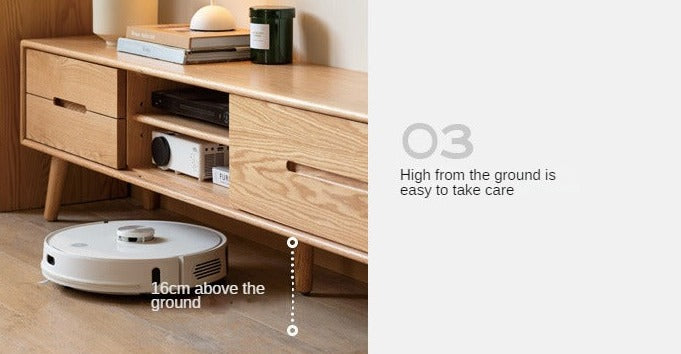 Oak Solid Wood TV Stand Sliding Doors: