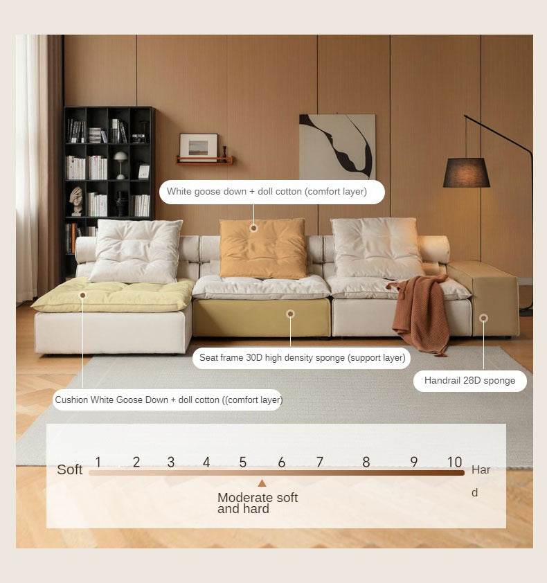 Fabric French Cream Style Modular Sofa.