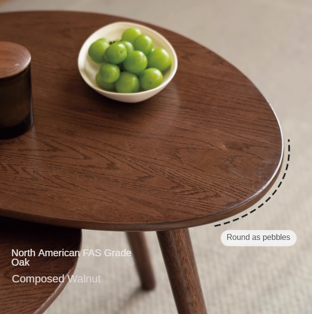 Rubberwood, Oak Solid Wood Walnut Color Side Table