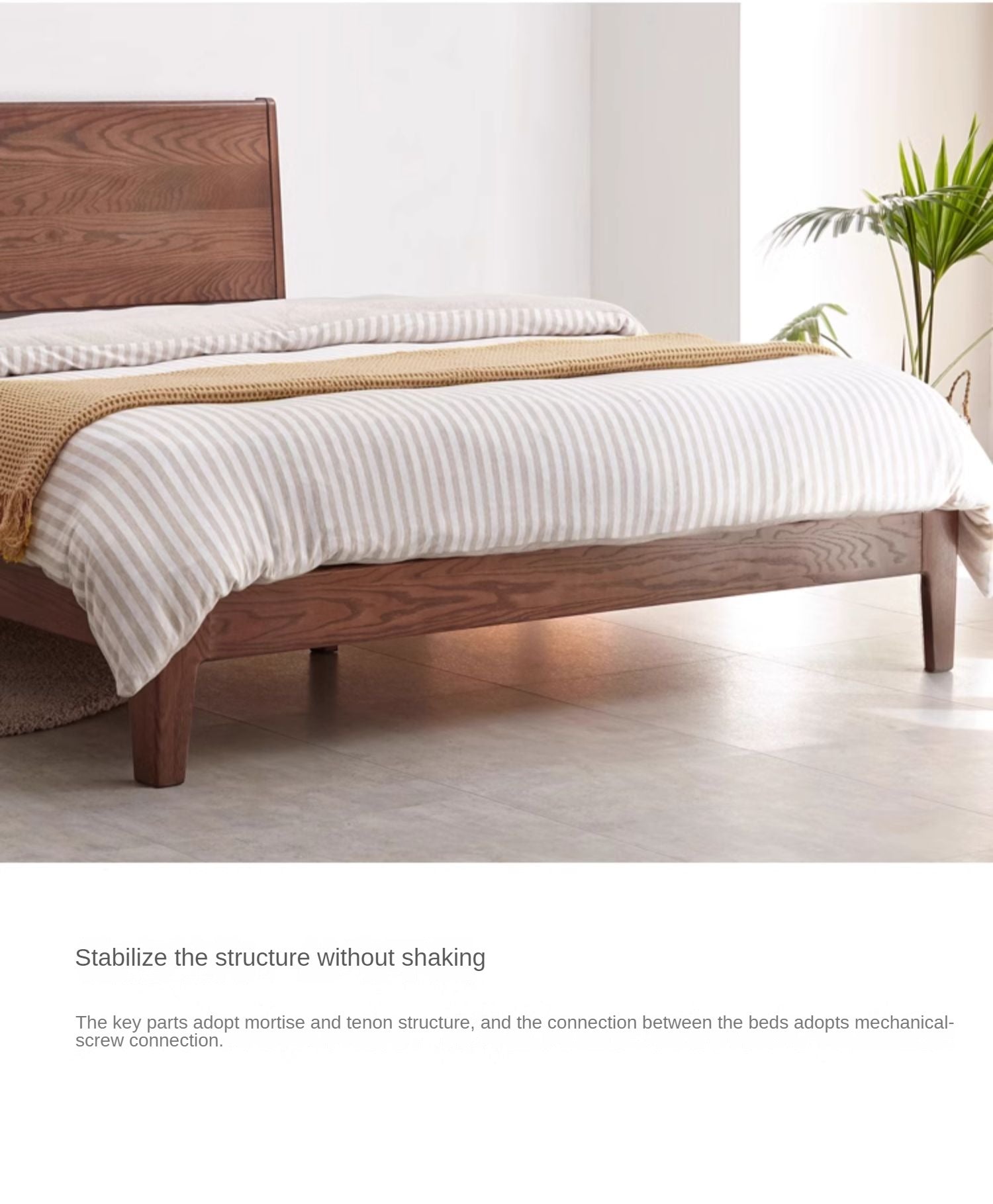 Oak solid wood bed modern simple Nordic bed