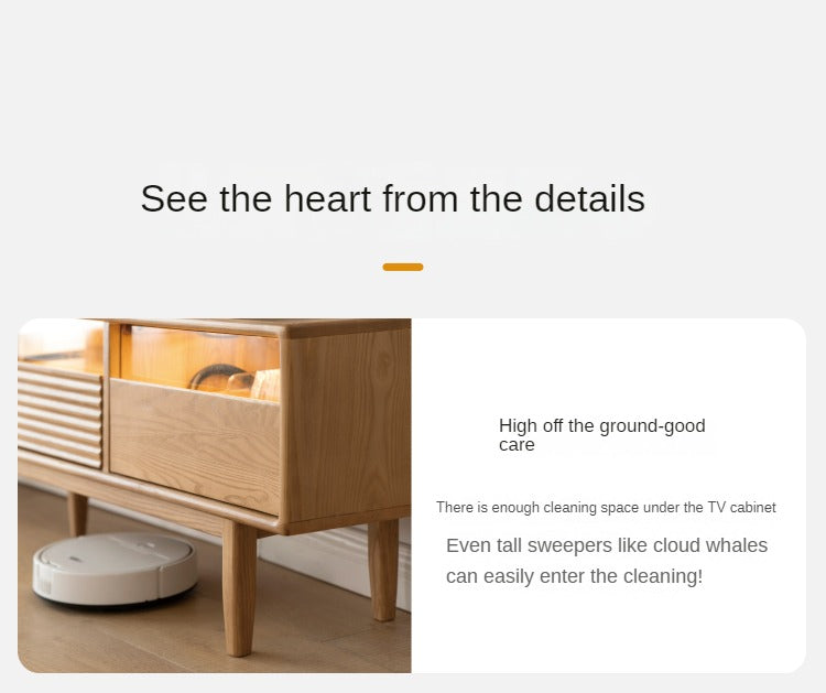 Ash Solid Wood Floor Modern Rock Board TV Cabinet.