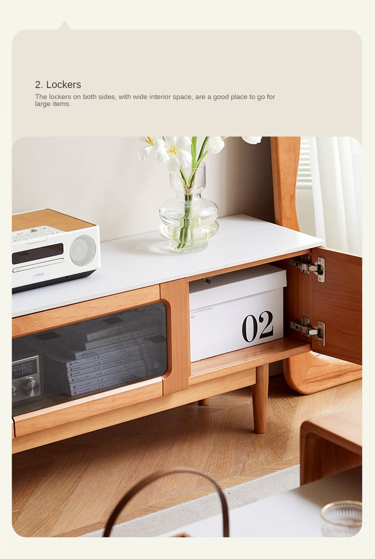 Pine, Cherry Solid Wood TV Cabinet, Rock Board.