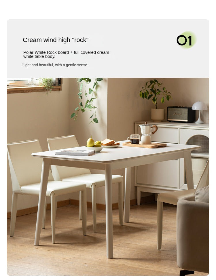 Solid Rubberwood Ectangular Rock Plate Dining Table