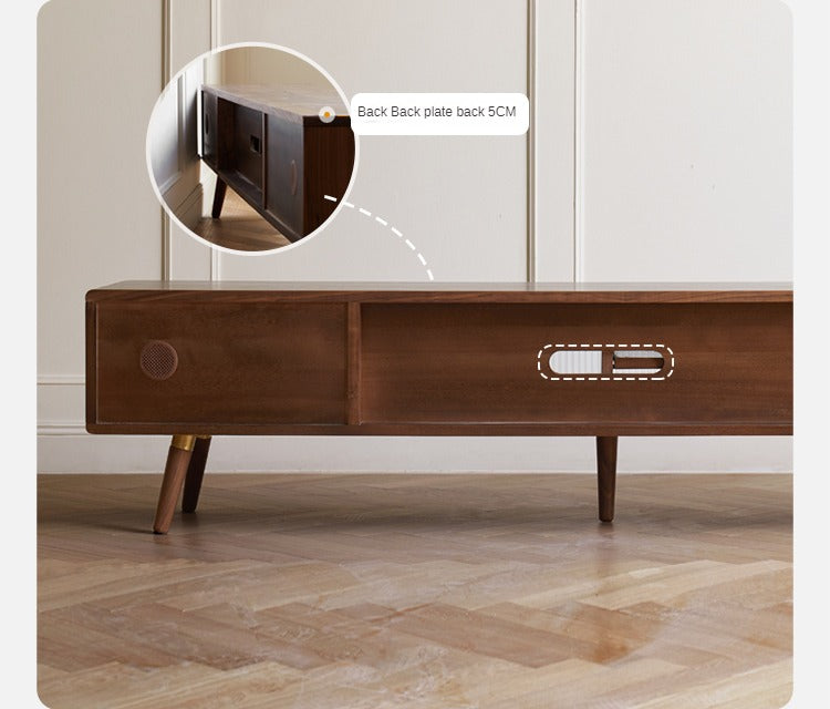 Black Walnut Solid Wood Nordic TV Cabinet.