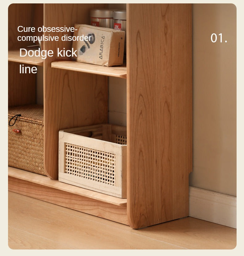 Cherry Solid Wood Bookcase Floor Display Free Lattice Combination