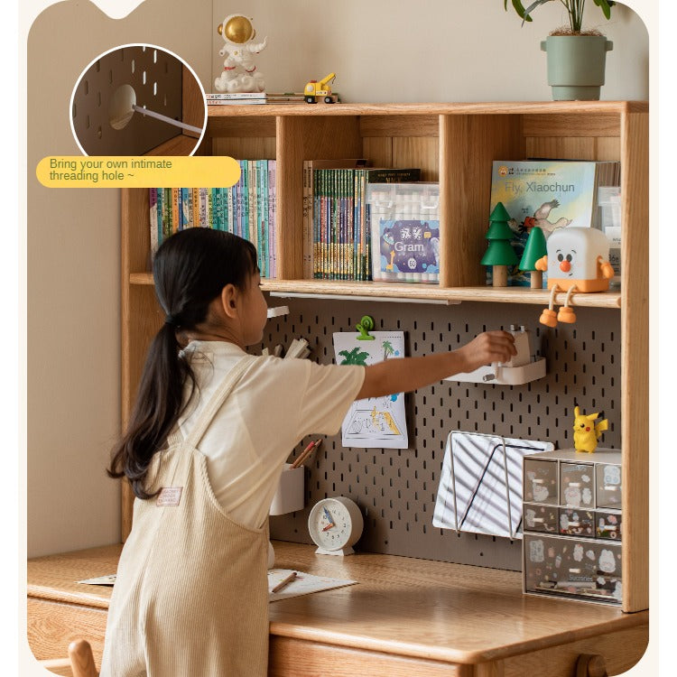 Oak, Beech Solid Wood Children's Ctudy Desk Bookshelf Integrated