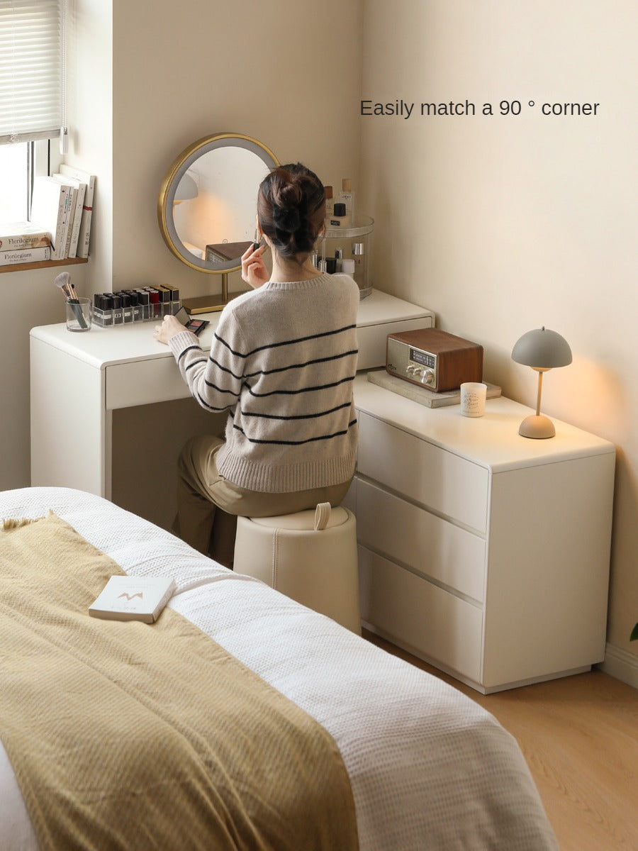 Poplar Solid Wood, Solid Rubberwood L-Shape Dressing Table