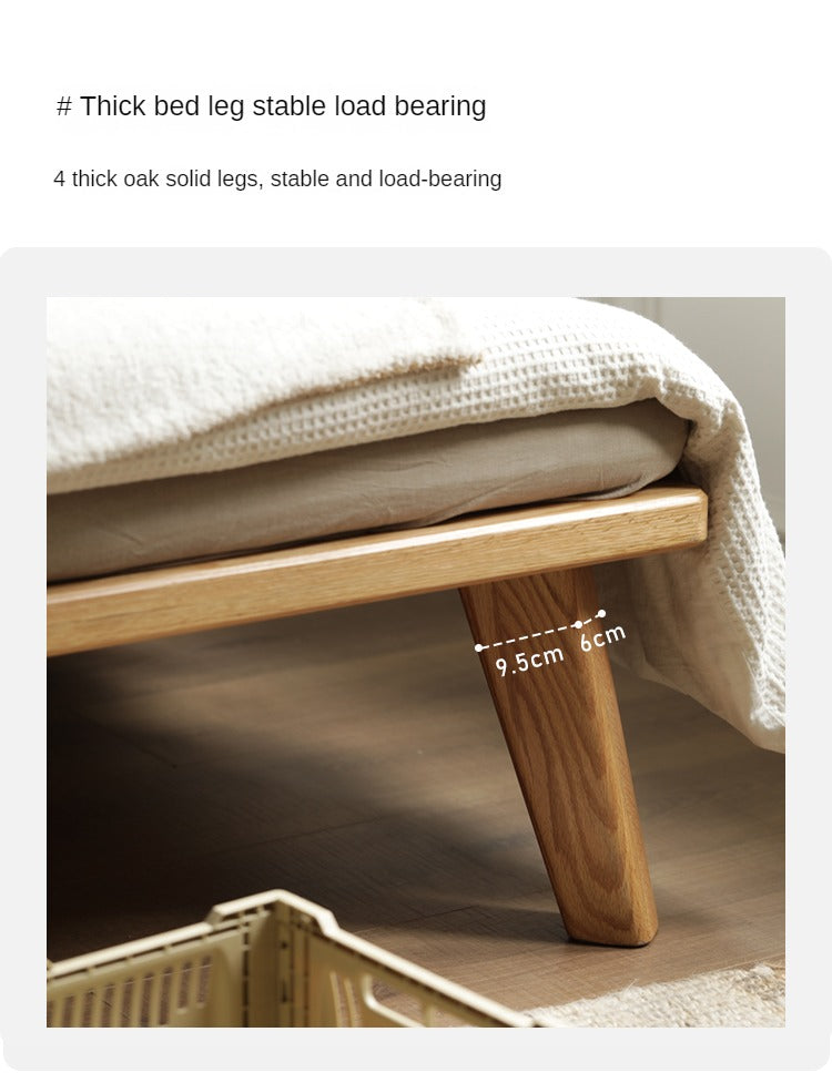Oak solid wood platform bed, headboard-free bed