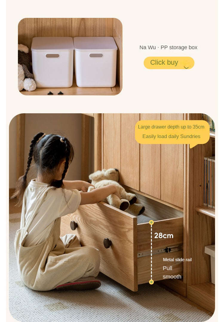 Oak Solid Wood Multi-functional Kids Wardrobe