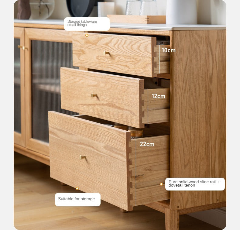 Oak Solid Wood Rock Board Modern Dining Sideboard