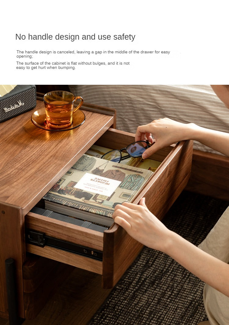 Black Walnut, Oak, South American Walnut Solid Wood Nightstand.