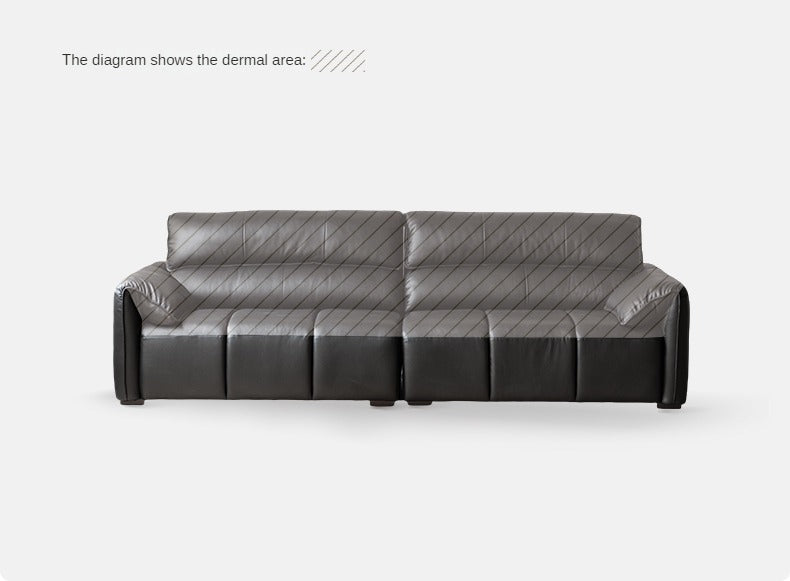 Leather First Layer Yellow Cowhide Piano Key Leather Sofa,