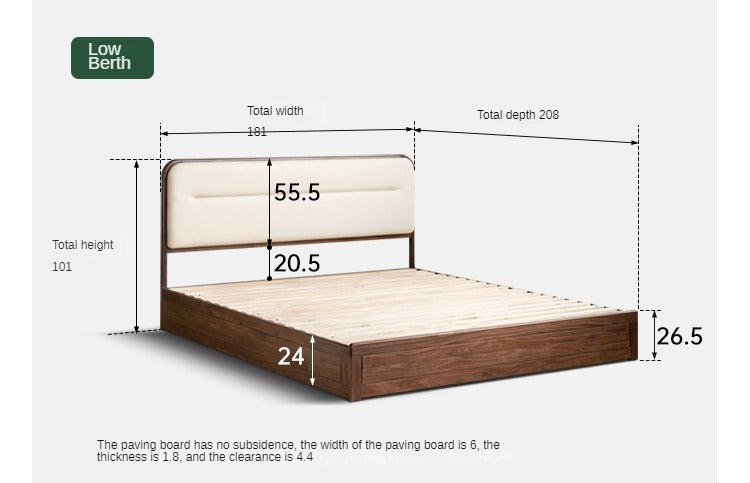 Black walnut solid wood storage box bed technology cloth soft back