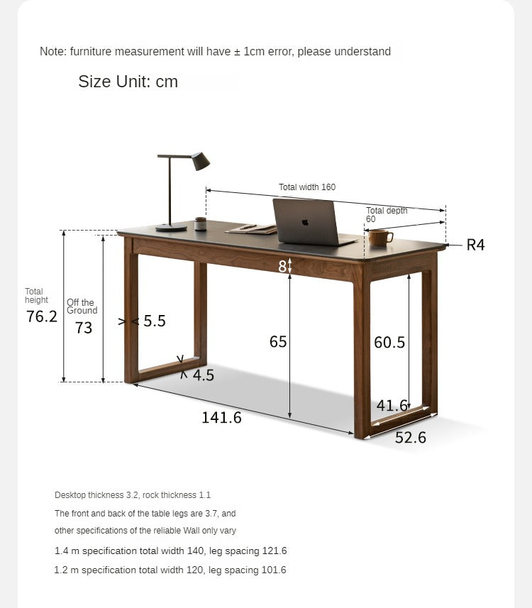 Rock slate Black Walnut Solid Wood Long Table "