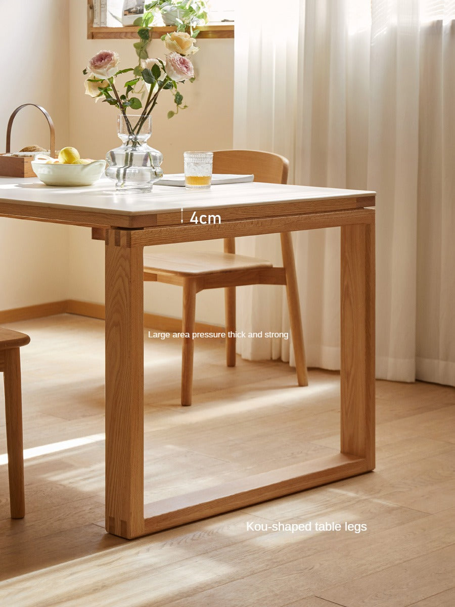 Oak Solid Wood Rectangular Rock Slab Dining Table