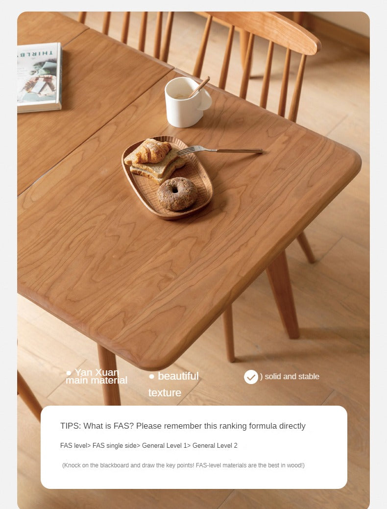 Cherry Wood Retractable Dining Table Antique Style