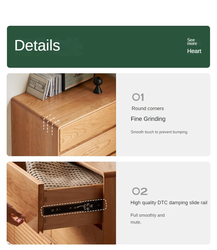 Cherry Solid Wood Chest of Drawers, Drawer Cabinet