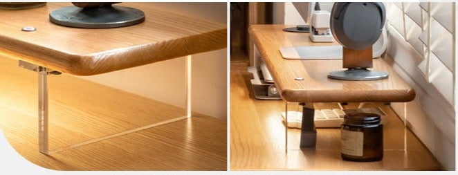 Oak, Rubberwood Solid Wood Bracket Suspended Table shelves