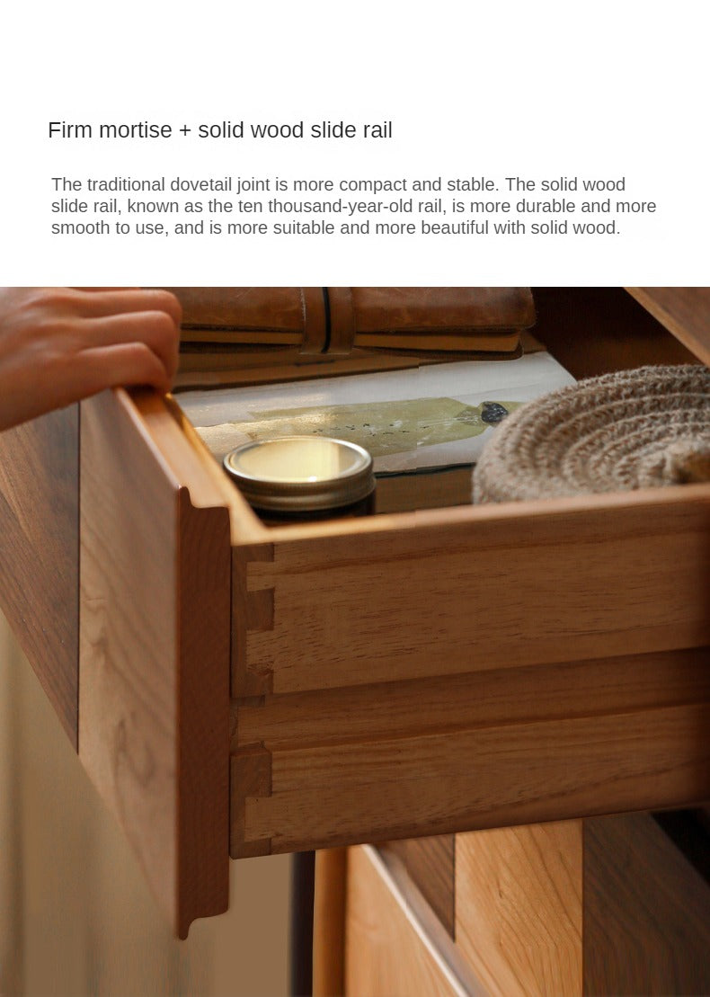 Cherry Solid Wood Retro Chest of Drawers Checkerboard