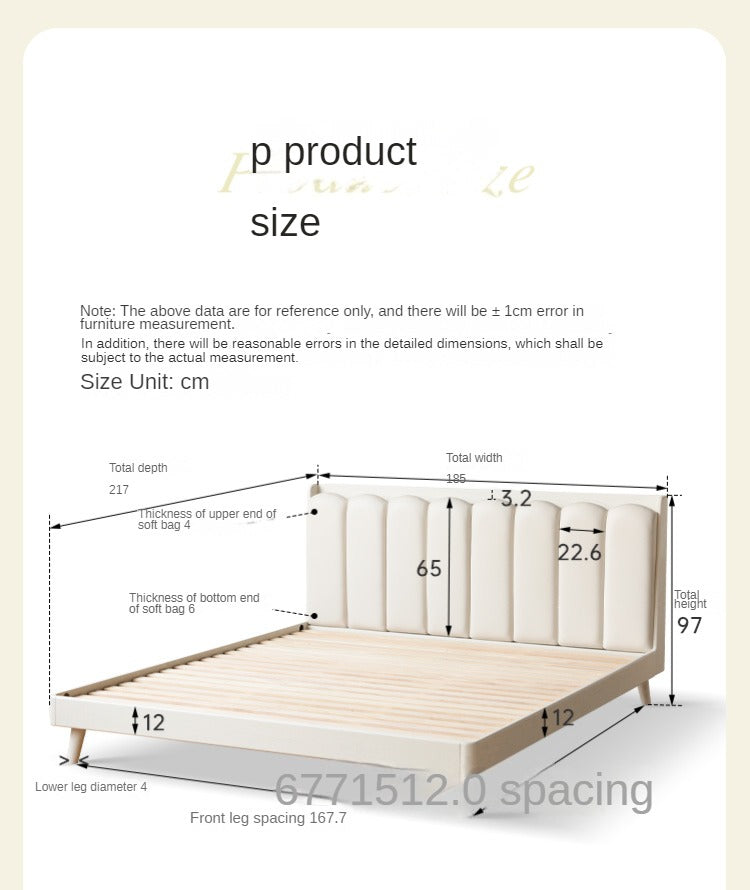 Oak Solid Wood Piano Key Bed Cream Style