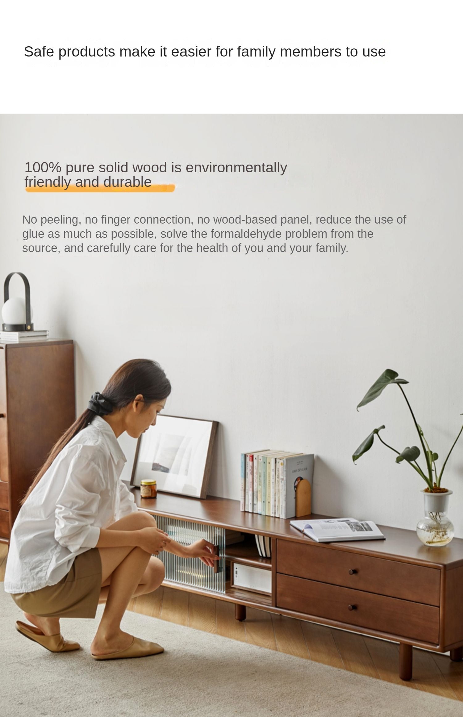 Beech Solid Wood Large TV Cabinet.