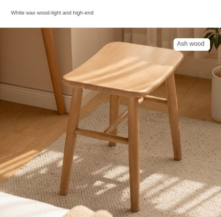 Black Walnut, Ash, Oak, Sandalwood Solid Wood Makeup Stool