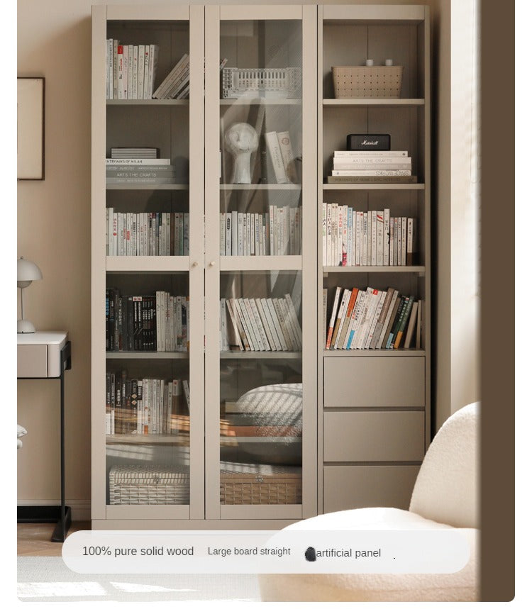 Poplar Solid Wood Bookcase Light Luxury Style