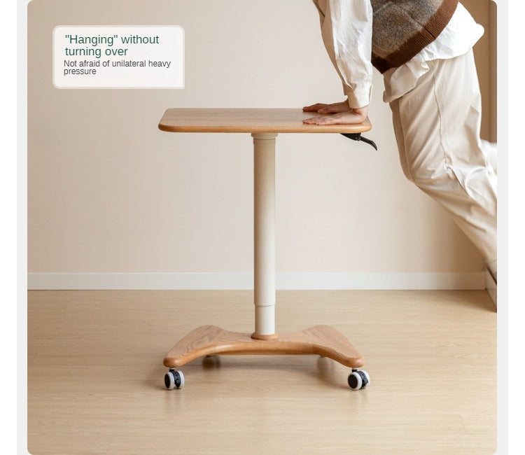 Oak, Ash Solid Wood Standing Desk Lifting Movable Side Table