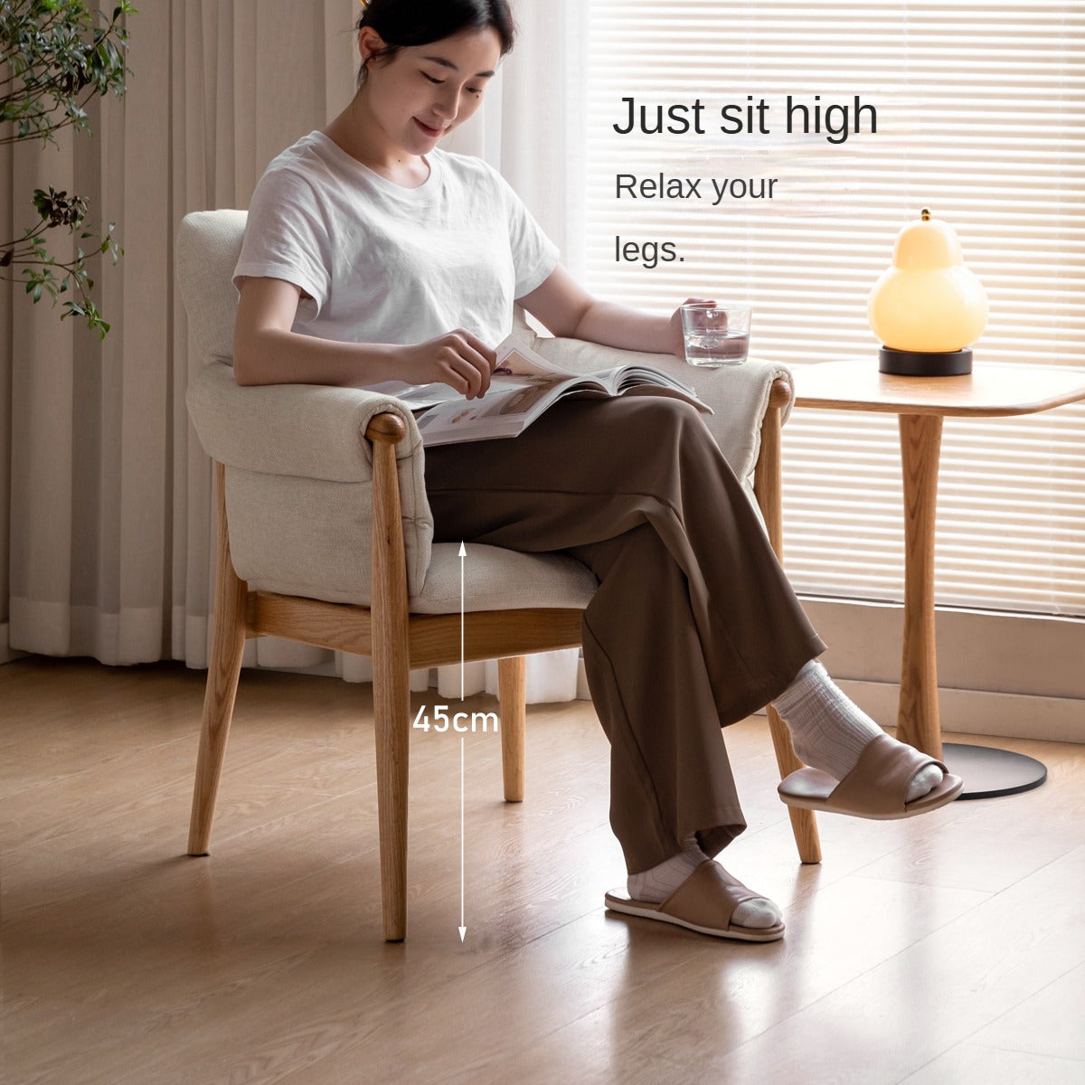 Oak Solid Wood Book Chair Simple Study Soft Back