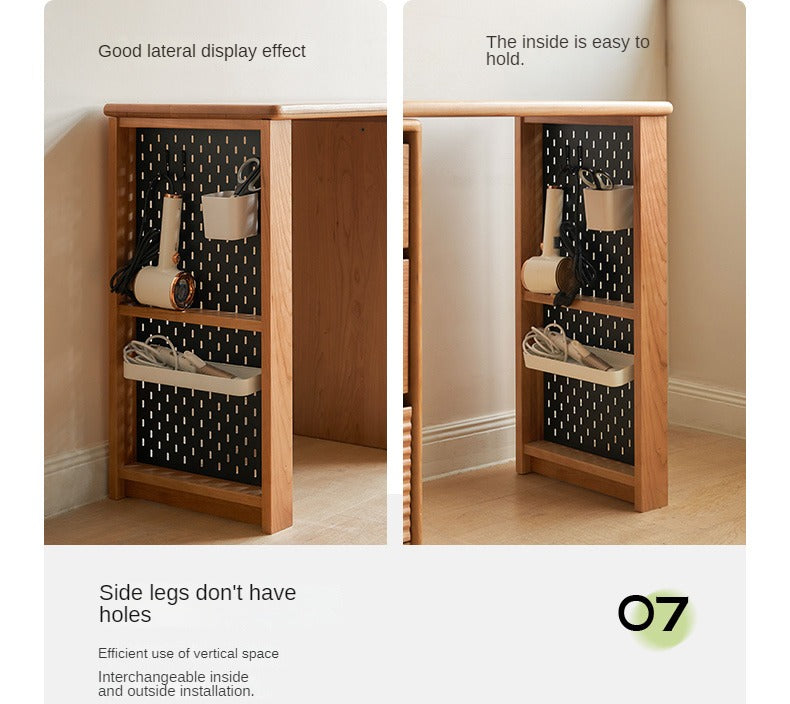 Сherry Solid Wood Retro Corner Dressing Table.