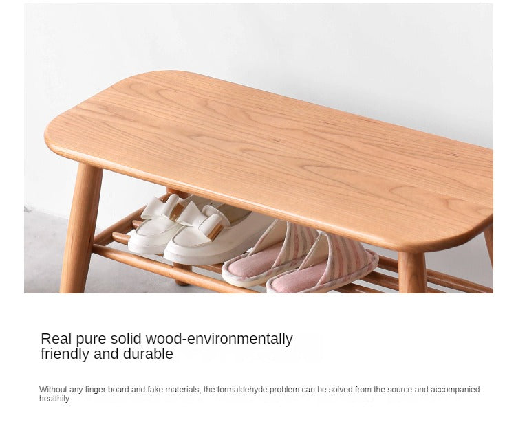 Oak, Solid Rubberwood Shoe Bench