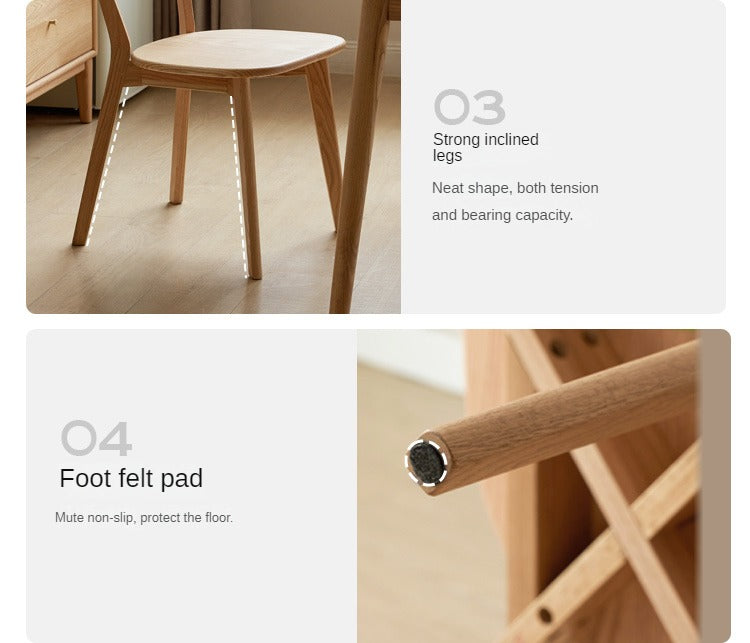 Ash, Oak, Cherry, Beech, Black Walnut Solid Wood Curved Backrest Dining Chair