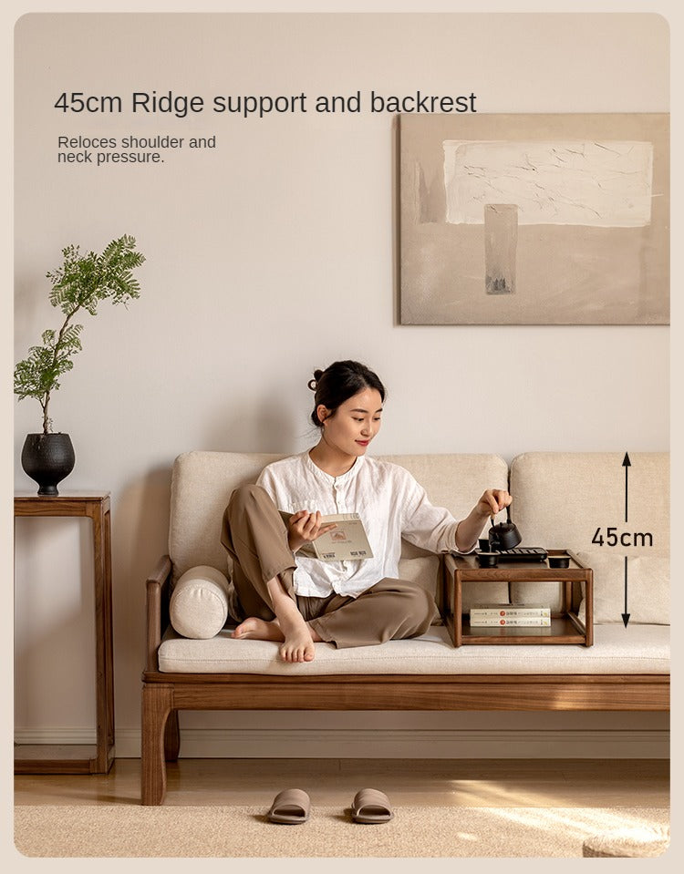 Black Walnut, Oak Solid Wood Dual Use Sofa,