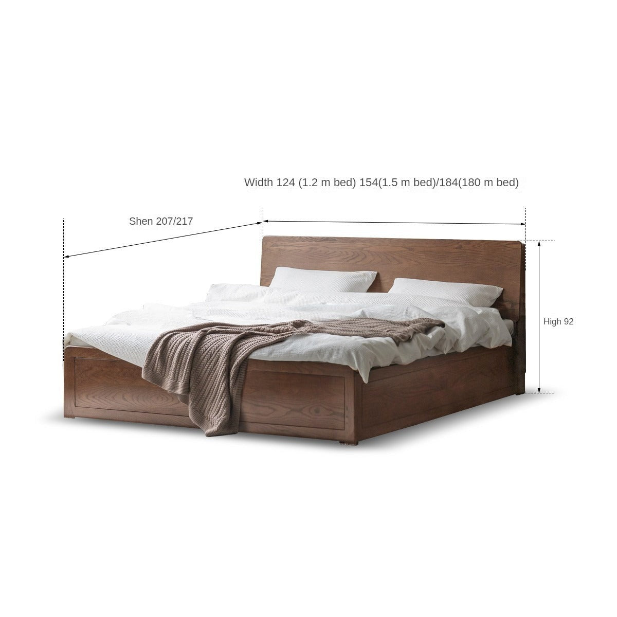 Oak Solid Wood Box Bed