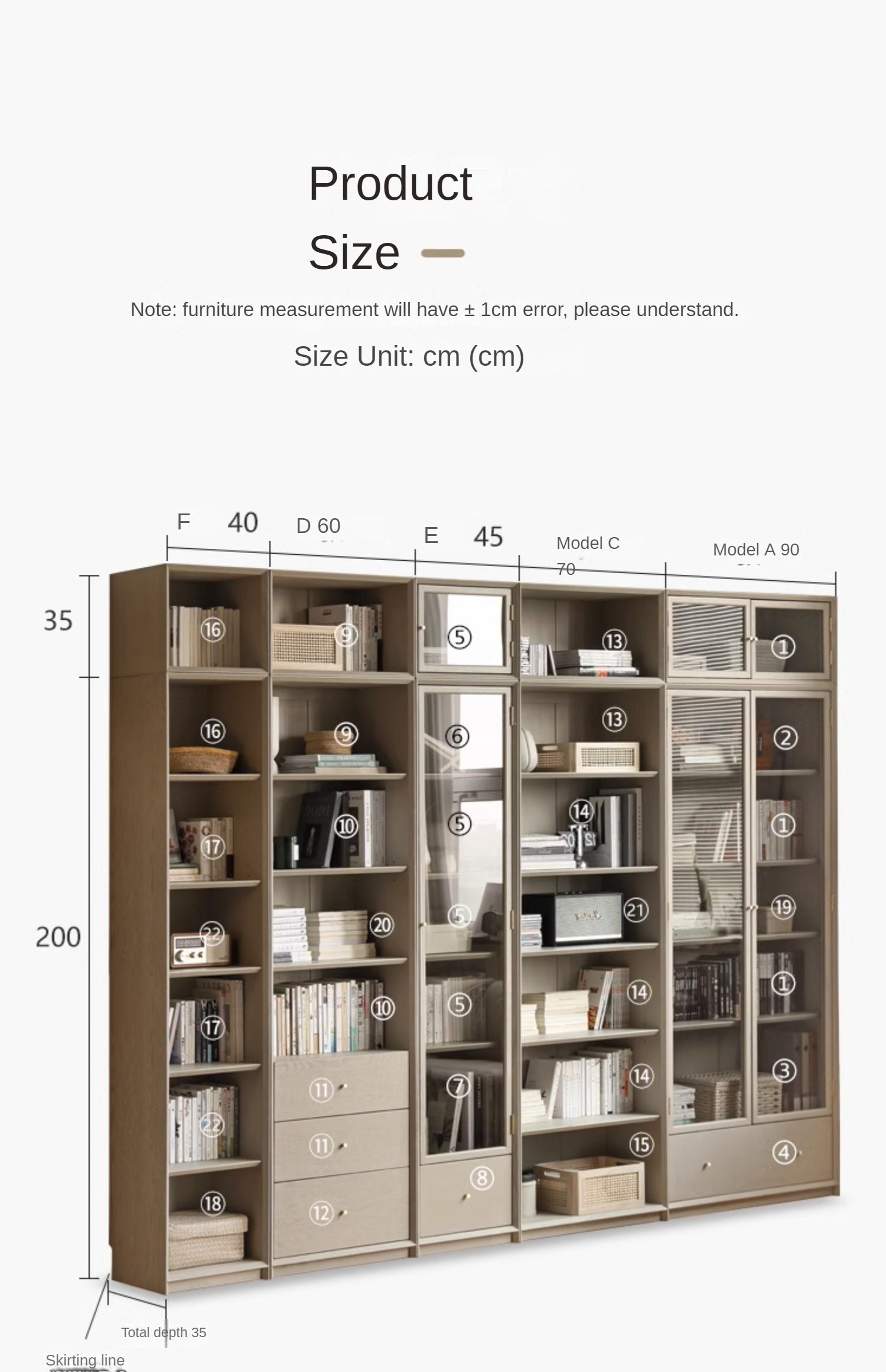 Oak Solid Wood Combination Bookcase Light Luxury, Floor-To-Ceiling Bookshelf