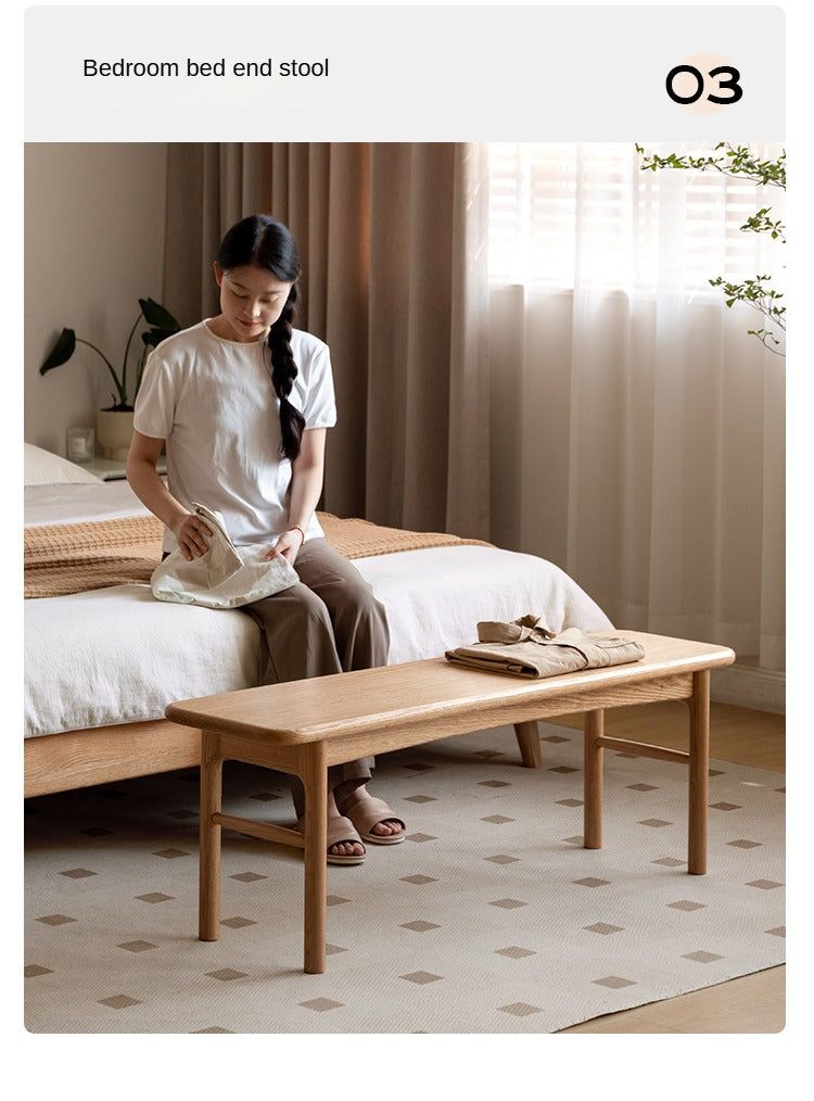 Black Walnut, Oak Solid Wood Tea Stool, Long Stool
