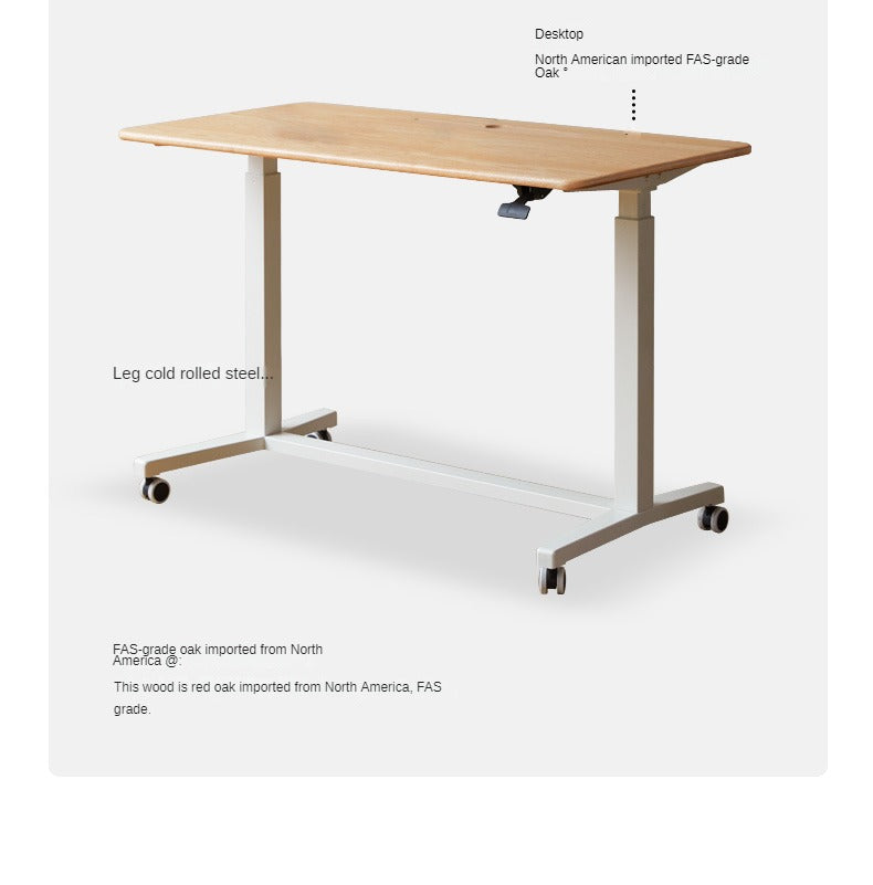 Oak, Solid Rubberwood Standing Mobile Office Desk